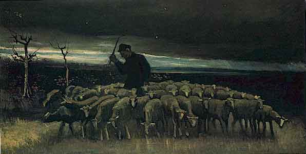 Shepherd With a Flock of Sheep