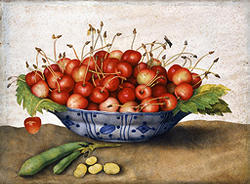 Chinese Plate with Cherries and Bean Pods